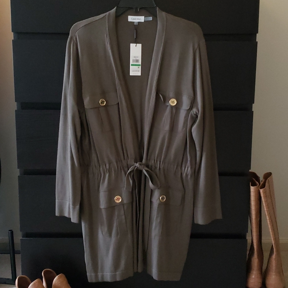 NWT Calvin Klein Green sweater jacket
